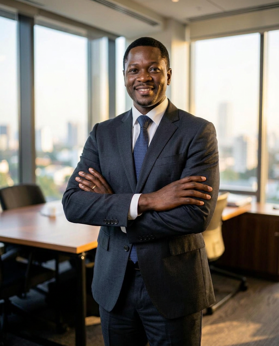 Advisory executive in the Sharif Consulting Group boardroom in Lagos